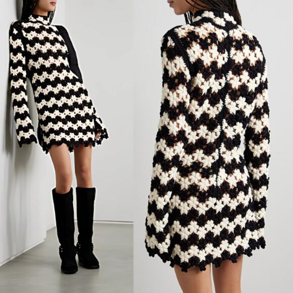 NWT Alix of Bohemia Romy Cotton Crochet Mini Dress Blue Mariner Size: Medium - Picture 8 of 9